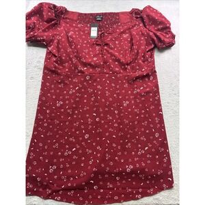 City Chic Allegra Mini Dress Plus Size XXL 24 Red Flower Accents‎